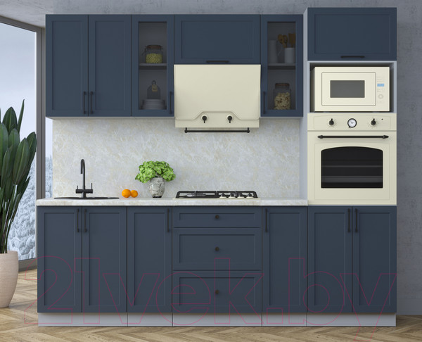 Изображение товара Кухонный гарнитур Интерлиния Тренд 2.4В (индиго/индиго/опал светлый)