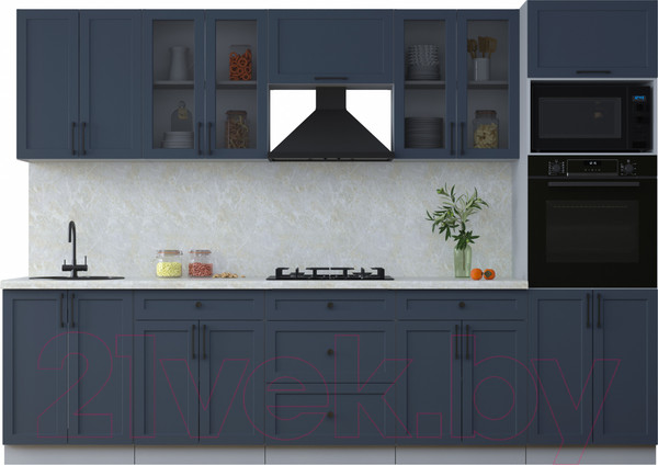Изображение товара Кухонный гарнитур Интерлиния Тренд 3.0В (индиго/индиго/опал светлый)