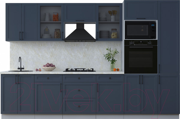 Изображение товара Кухонный гарнитур Интерлиния Тренд 3.2В (индиго/индиго/опал светлый)