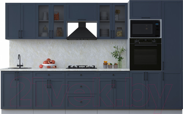 Изображение товара Кухонный гарнитур Интерлиния Тренд 3.4В (индиго/индиго/опал светлый)