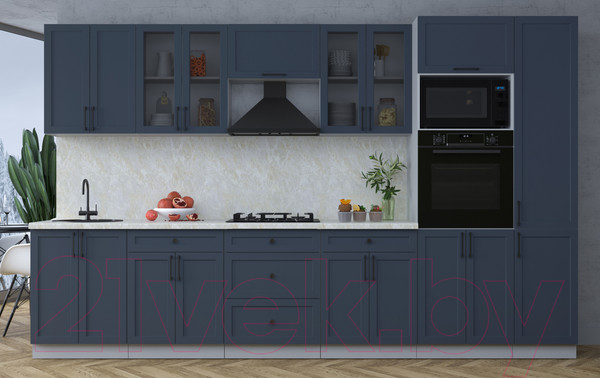 Изображение товара Кухонный гарнитур Интерлиния Тренд 3.4В (индиго/индиго/опал светлый)