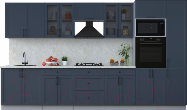 Изображение товара Кухонный гарнитур Интерлиния Тренд 3.6В (индиго/индиго/опал светлый)