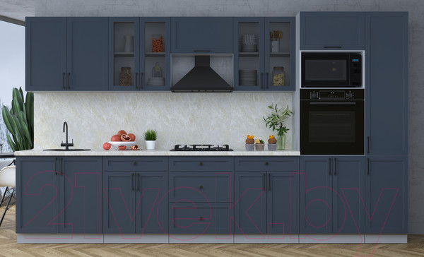 Изображение товара Кухонный гарнитур Интерлиния Тренд 3.6В (индиго/индиго/опал светлый)