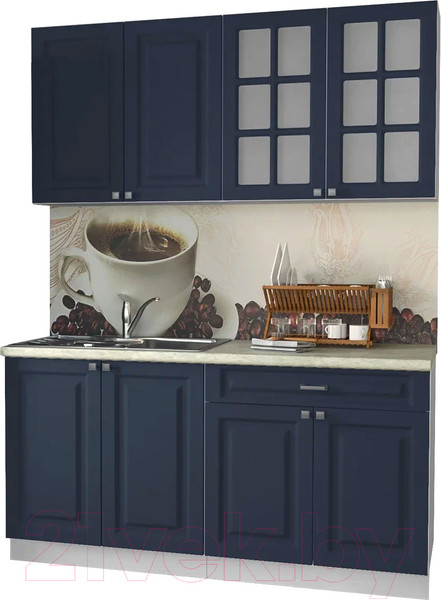 Изображение товара Кухонный гарнитур Интерлиния Мила Деко 1.7А (индиго/индиго/опал светлый)