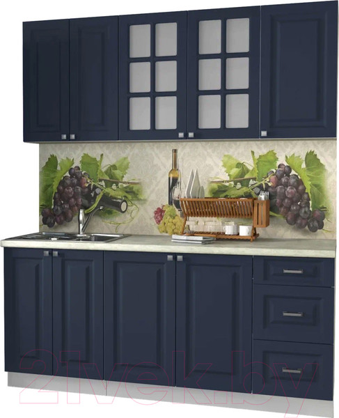 Изображение товара Кухонный гарнитур Интерлиния Мила Деко 1.9А (индиго/индиго/опал светлый)