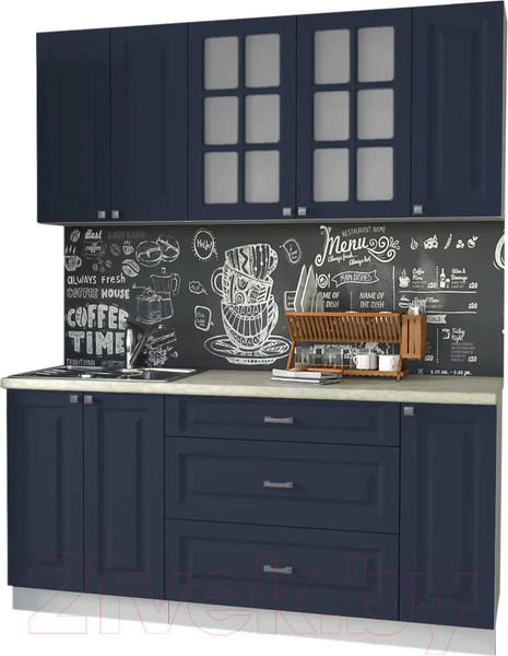 Изображение товара Кухонный гарнитур Интерлиния Мила Деко 1.7Б (индиго/индиго/опал светлый)