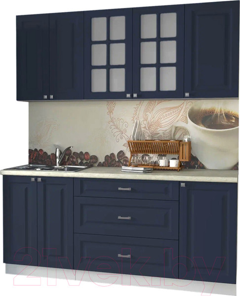 Изображение товара Кухонный гарнитур Интерлиния Мила Деко 1.8Б (индиго/индиго/опал светлый)