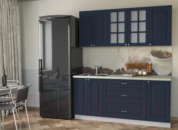 Изображение товара Кухонный гарнитур Интерлиния Мила Деко 1.8Б (индиго/индиго/опал светлый)