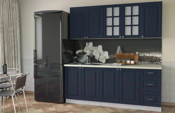 Изображение товара Кухонный гарнитур Интерлиния Мила Деко 2.0А (индиго/индиго/опал светлый)