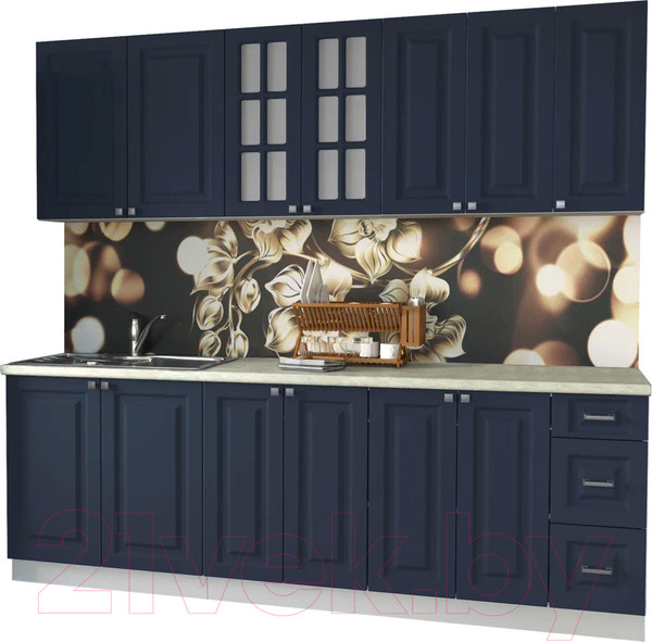 Изображение товара Кухонный гарнитур Интерлиния Мила Деко 2.3А (индиго/индиго/опал светлый)