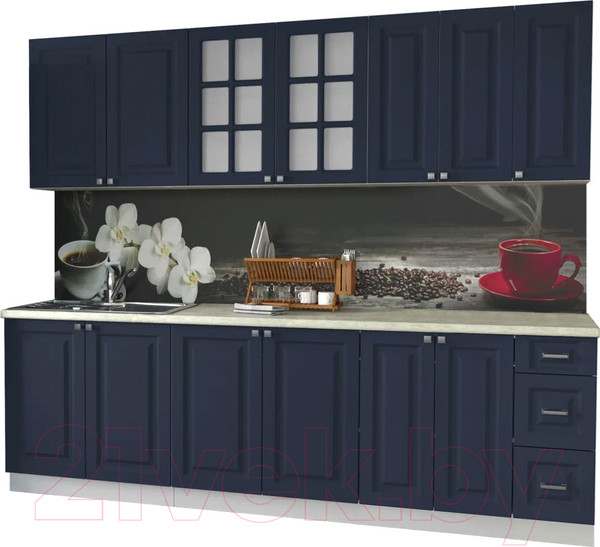 Изображение товара Кухонный гарнитур Интерлиния Мила Деко 2.5А (индиго/индиго/опал светлый)