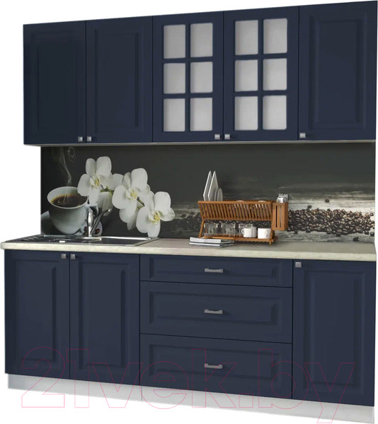 Изображение товара Кухонный гарнитур Интерлиния Мила Деко 2.0Б (индиго/индиго/опал светлый)
