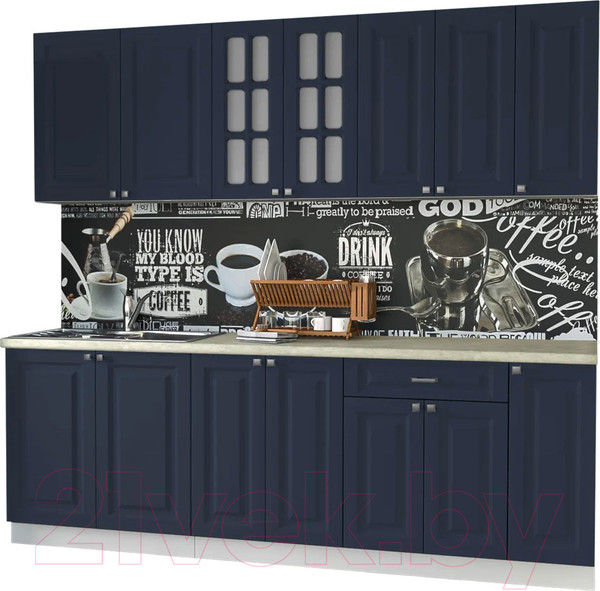 Изображение товара Кухонный гарнитур Интерлиния Мила Деко 2.3Б (индиго/индиго/опал светлый)