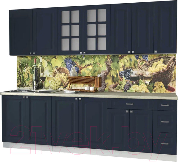 Изображение товара Кухонный гарнитур Интерлиния Мила Деко 2.5Б (индиго/индиго/опал светлый)