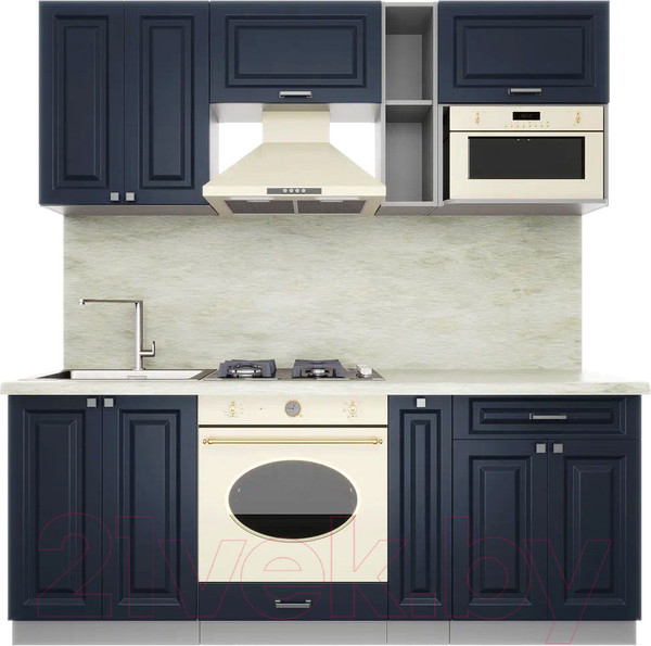 Изображение товара Кухонный гарнитур Интерлиния Мила Деко 2.0 (индиго/индиго/опал светлый)
