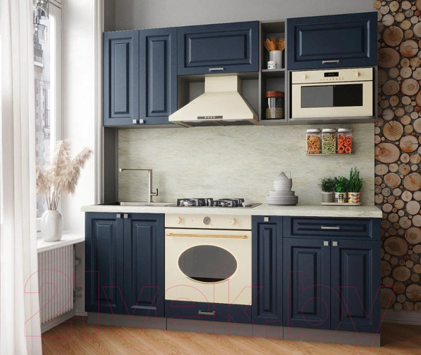 Изображение товара Кухонный гарнитур Интерлиния Мила Деко 2.0 (индиго/индиго/опал светлый)