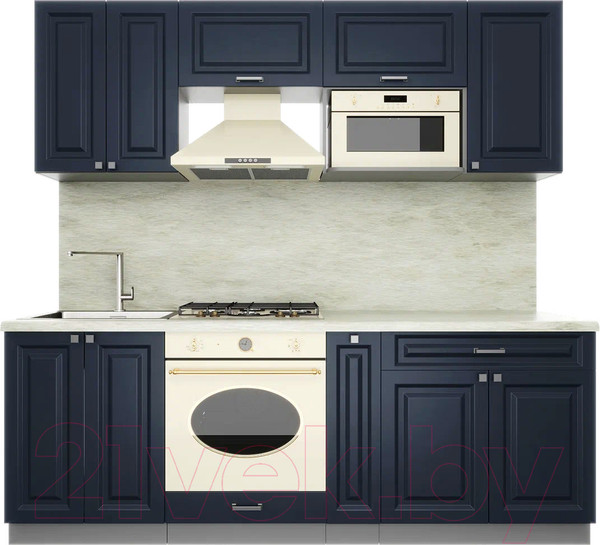 Изображение товара Кухонный гарнитур Интерлиния Мила Деко 2.2 (индиго/индиго/опал светлый)