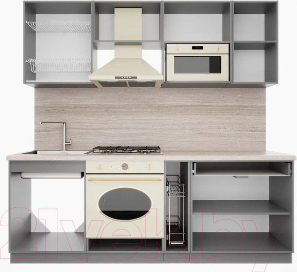 Изображение товара Кухонный гарнитур Интерлиния Мила Деко 2.2 (индиго/индиго/опал светлый)