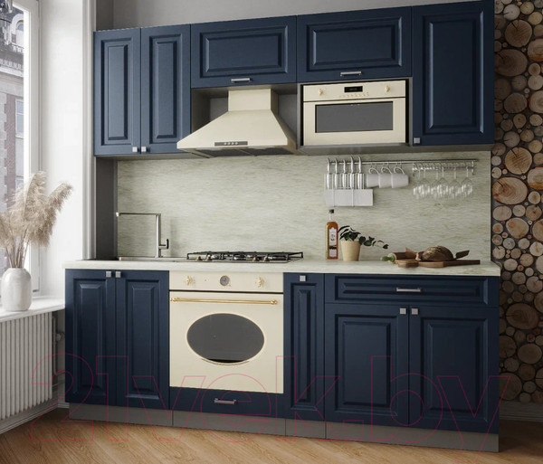 Изображение товара Кухонный гарнитур Интерлиния Мила Деко 2.2 (индиго/индиго/опал светлый)