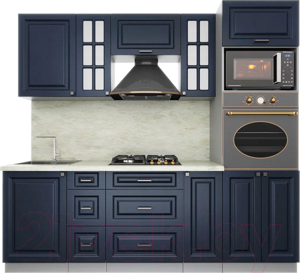 Изображение товара Кухонный гарнитур Интерлиния Мила Деко 2.3 (индиго/индиго/опал светлый)