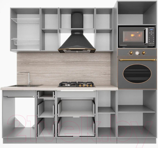 Изображение товара Кухонный гарнитур Интерлиния Мила Деко 2.3 (индиго/индиго/опал светлый)