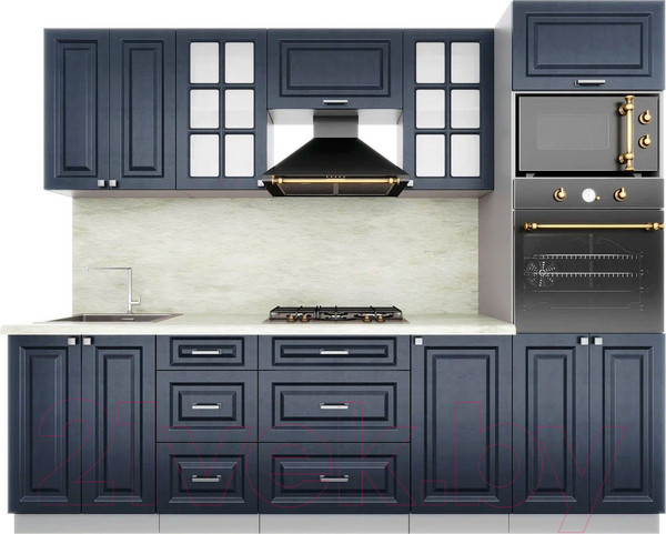 Изображение товара Кухонный гарнитур Интерлиния Мила Деко 2.6 (индиго/индиго/опал светлый)