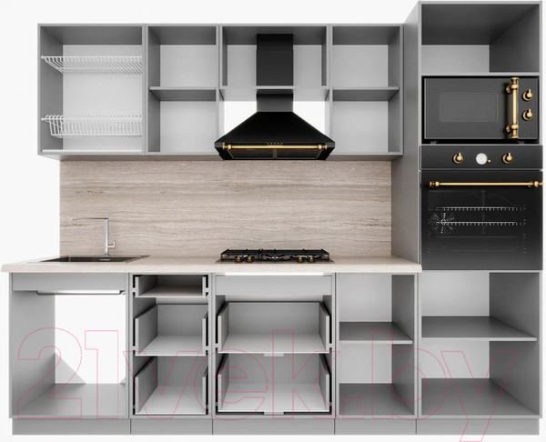 Изображение товара Кухонный гарнитур Интерлиния Мила Деко 2.6 (индиго/индиго/опал светлый)