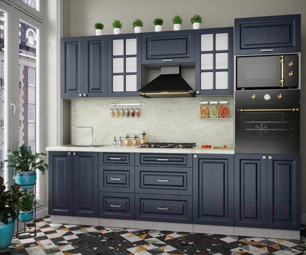 Изображение товара Кухонный гарнитур Интерлиния Мила Деко 2.6 (индиго/индиго/опал светлый)