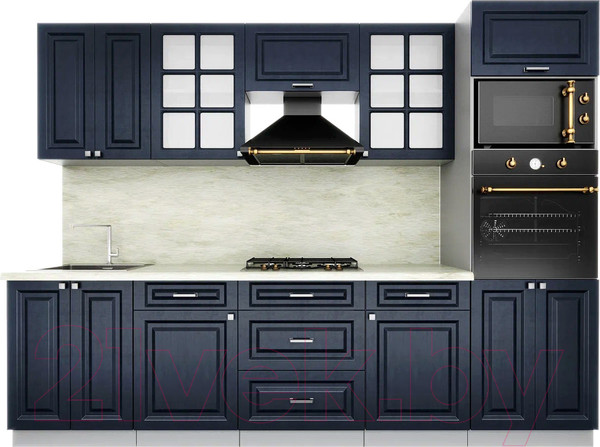 Изображение товара Кухонный гарнитур Интерлиния Мила Деко 2.8 (индиго/индиго/опал светлый)