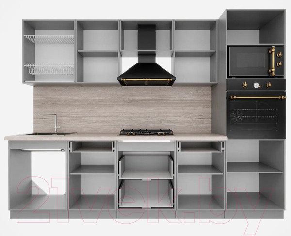 Изображение товара Кухонный гарнитур Интерлиния Мила Деко 2.8 (индиго/индиго/опал светлый)