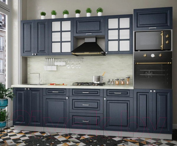 Изображение товара Кухонный гарнитур Интерлиния Мила Деко 2.8 (индиго/индиго/опал светлый)