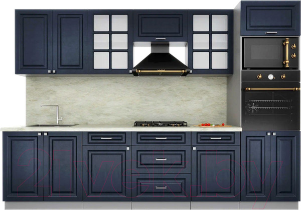 Изображение товара Кухонный гарнитур Interline Мила Деко 3.0 (индиго/индиго/опал светлый)