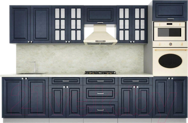 Изображение товара Кухонный гарнитур Интерлиния Мила Деко 3.2 (индиго/индиго/опал светлый)