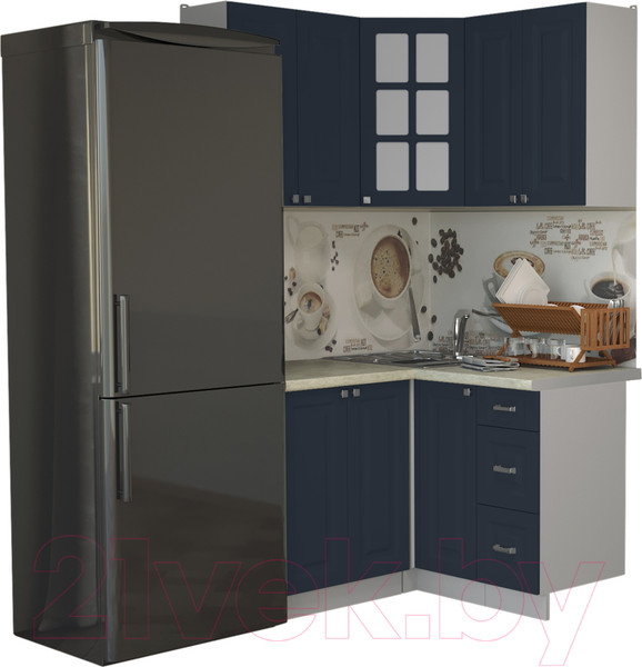 Изображение товара Кухонный гарнитур Интерлиния Мила Деко 1.2x1.2 (индиго/индиго/опал светлый)