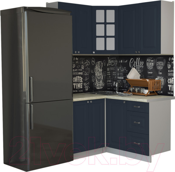Изображение товара Кухонный гарнитур Интерлиния Мила Деко 1.2x1.4 (индиго/индиго/опал светлый)