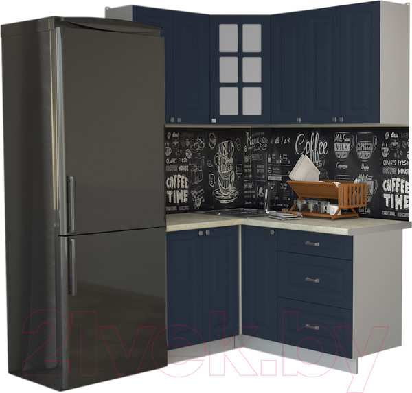 Изображение товара Кухонный гарнитур Интерлиния Мила Деко 1.2x1.5 (индиго/индиго/опал светлый)
