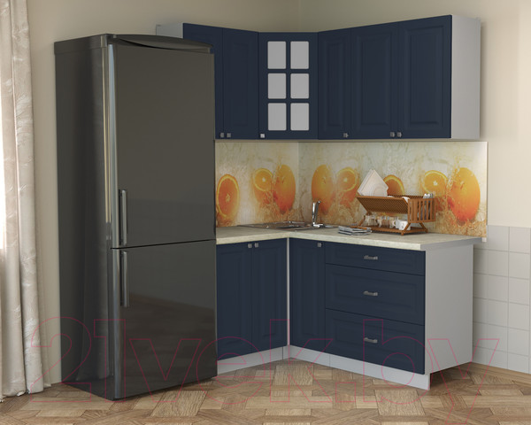 Изображение товара Кухонный гарнитур Интерлиния Мила Деко 1.2x1.7 (индиго/индиго/опал светлый)