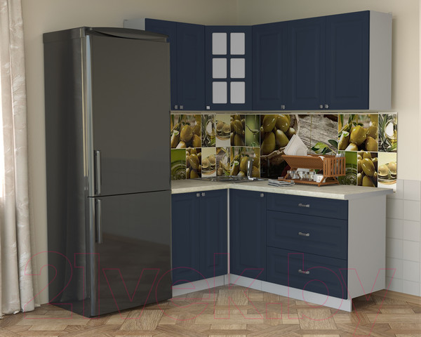 Изображение товара Кухонный гарнитур Интерлиния Мила Деко 1.2x1.8 (индиго/индиго/опал светлый)