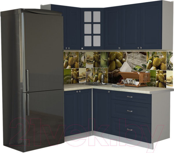 Изображение товара Кухонный гарнитур Интерлиния Мила Деко 1.2x1.8 (индиго/индиго/опал светлый)