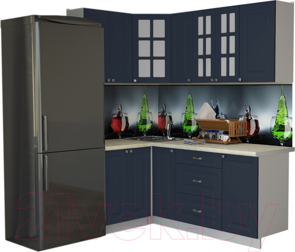Изображение товара Кухонный гарнитур Интерлиния Мила Деко 1.2x1.9 (индиго/индиго/опал светлый)