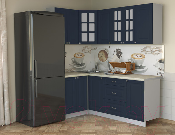 Изображение товара Кухонный гарнитур Интерлиния Мила Деко 1.2x2.0 (индиго/индиго/опал светлый)