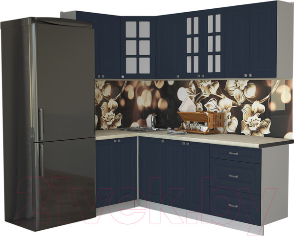 Изображение товара Кухонный гарнитур Интерлиния Мила Деко 1.2x2.2 (индиго/индиго/опал светлый)