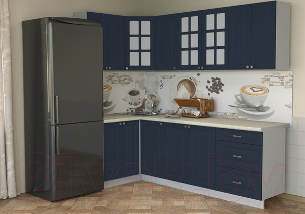 Изображение товара Кухонный гарнитур Интерлиния Мила Деко 1.2x2.4 (индиго/индиго/опал светлый)