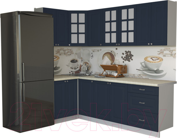 Изображение товара Кухонный гарнитур Интерлиния Мила Деко 1.2x2.4 (индиго/индиго/опал светлый)