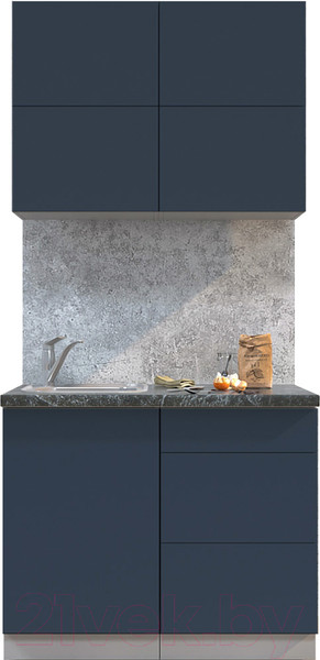 Изображение товара Кухонный гарнитур Интерлиния Мила Матте 1.0 А (индиго/индиго глянец/кастилло темный)