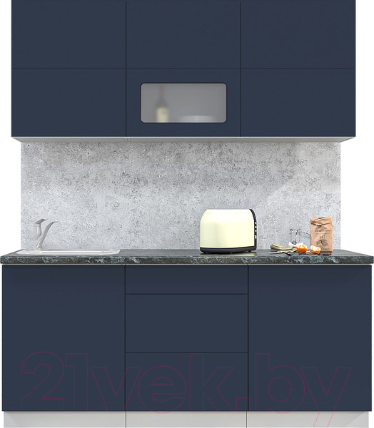 Изображение товара Кухонный гарнитур Интерлиния Мила Матте 1.8 А (индиго/индиго глянец/кастилло темный)