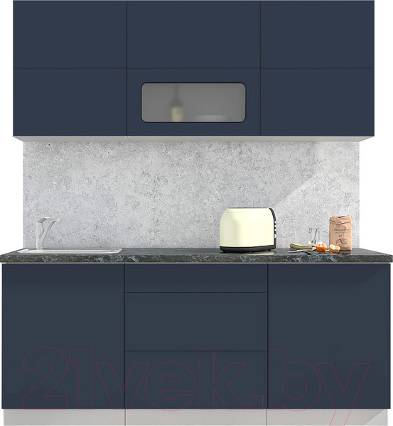 Изображение товара Кухонный гарнитур Интерлиния Мила Матте 1.9 А (индиго/индиго глянец/кастилло темный)