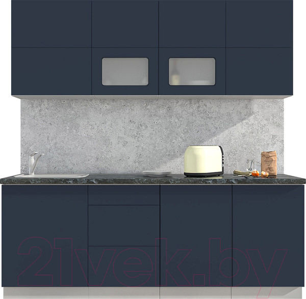Изображение товара Кухонный гарнитур Интерлиния Мила Матте 2.1 А (индиго/индиго глянец/кастилло темный)