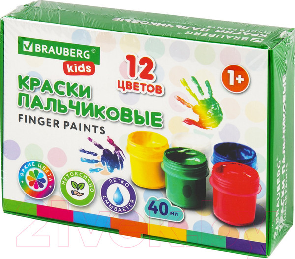 Изображение товара Пальчиковые краски Brauberg Kids. Классика / 192397 (12цв)