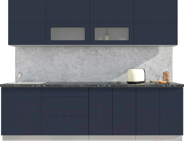 Изображение товара Кухонный гарнитур Интерлиния Мила Матте 2.7 А (индиго/индиго глянец/кастилло темный)